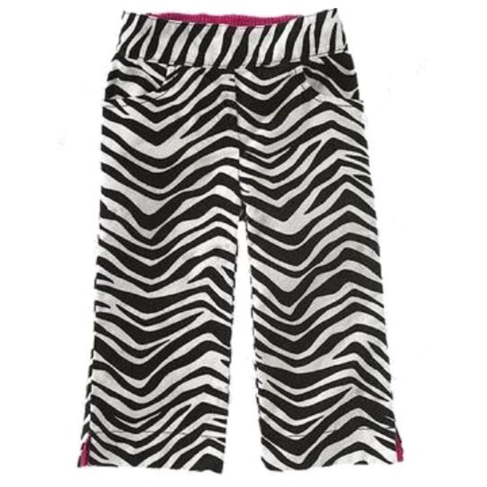 NEW Gymboree girls pants 12 18 24 2T black white zebra animal print wild one mod